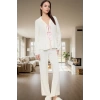 Kadın Viskon Dokuma Pijama Takımı Kurdele Fiyonk Detaylı Rahat Kalıp Şık Görünüm Modern Stil