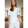 Kadın Viskon Shally Dokuma Pijama Takımı Çizgili Rahat Tasarım Kaliteli İşçilik Mükemmel Uyum
