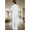 Kadın Viskon Shally Dokuma Pijama Takımı Çizgili Rahat Tasarım Kaliteli İşçilik Mükemmel Uyum