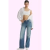 Kadın Wide Leg Denim Pantolon Pamuk Düşük Bel Rahat Kesim Günlük Kullanım Kaliteli Malzeme