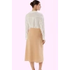 Kadın Yandan Bağcıklı Sarong Silüet Maxi Etek Dokuma Keten Görünümlü Günlük Modern Tasarım