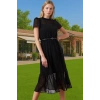 Kadın Yazlık Astarlı Kemerli Midi Elbise Şifon Kumaş A Kesim Modern Stil Trend Tasarım Özel Tasarım