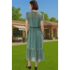 Kadın Yazlık Astarlı Kemerli Midi Elbise Şifon Kumaş A Kesim Modern Stil Trend Tasarım Özel Tasarım