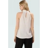 Kadın Yazlık Bluz Halter Yaka Pilise Dokuma Regular Kalıp Polyester Kumaş