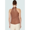 Kadın Yazlık Bluz Halter Yaka Pilise Dokuma Regular Kalıp Polyester Kumaş