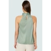 Kadın Yazlık Bluz Halter Yaka Pilise Dokuma Regular Kalıp Polyester Kumaş