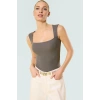 Kadın Yazlık Crop Bluz %100 Polyester Fitted Kalıp Kare Yaka Dayanıklı Malzeme Mükemmel Uyum