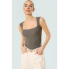 Kadın Yazlık Crop Bluz %100 Polyester Fitted Kalıp Kare Yaka Dayanıklı Malzeme Mükemmel Uyum