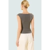 Kadın Yazlık Crop Bluz %100 Polyester Fitted Kalıp Kare Yaka Dayanıklı Malzeme Mükemmel Uyum