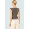 Kadın Yazlık Crop Bluz %100 Polyester Fitted Kalıp Kare Yaka Dayanıklı Malzeme Mükemmel Uyum