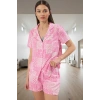 Kadın Yazlık Etnik Desenli Viskon Pijama Takımı Shally Dokuma Rahat Kalıp Dayanıklı Malzeme