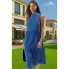 Kadın Yazlık Midi Elbise Nefes Alan Polyester Dokuma Kumaş Rahat Trend Tasarım Modern Stil