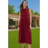 Kadın Yazlık Midi Elbise Nefes Alan Polyester Dokuma Kumaş Rahat Trend Tasarım Modern Stil