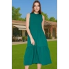 Kadın Yazlık Midi Elbise Nefes Alan Polyester Dokuma Kumaş Rahat Trend Tasarım Modern Stil