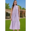 Kadın Yazlık Midi Elbise Nefes Alan Polyester Dokuma Kumaş Rahat Trend Tasarım Modern Stil