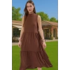Kadın Yazlık Midi Elbise Nefes Alan Polyester Dokuma Kumaş Rahat Trend Tasarım Modern Stil