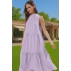 Kadın Yazlık Midi Elbise Nefes Alan Polyester Dokuma Kumaş Rahat Trend Tasarım Modern Stil