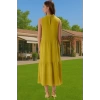 Kadın Yazlık Midi Elbise Nefes Alan Polyester Dokuma Kumaş Rahat Trend Tasarım Modern Stil