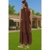 Kadın Yazlık Midi Elbise Nefes Alan Polyester Dokuma Kumaş Rahat Trend Tasarım Modern Stil