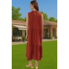 Kadın Yazlık Midi Elbise Nefes Alan Polyester Dokuma Kumaş Rahat Trend Tasarım Modern Stil