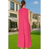 Kadın Yazlık Midi Elbise Nefes Alan Polyester Dokuma Kumaş Rahat Trend Tasarım Modern Stil