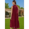 Kadın Yazlık Midi Elbise Nefes Alan Polyester Dokuma Kumaş Rahat Trend Tasarım Modern Stil