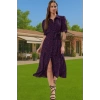 Kadın Yazlık Midi Gömlek Elbise Animal Desenli Viskoz Kumaş Rahat Kalıp Modern Stil Seçkin Malzeme