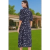 Kadın Yazlık Midi Gömlek Elbise Animal Desenli Viskoz Kumaş Rahat Kalıp Modern Stil Seçkin Malzeme