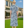 Kadın Yazlık Midi Gömlek Elbise Animal Desenli Viskoz Kumaş Rahat Kalıp Modern Stil Seçkin Malzeme