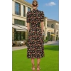 Kadın Yazlık Midi Gömlek Elbise Animal Desenli Viskoz Kumaş Rahat Kalıp Modern Stil Seçkin Malzeme
