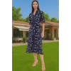Kadın Yazlık Midi Gömlek Elbise Animal Desenli Viskoz Kumaş Rahat Kalıp Modern Stil Seçkin Malzeme