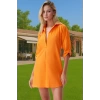 Kadın Yazlık Pamuklu Mini Elbise V Yaka Truvakar Kol Şık Plaj Modası Dayanıklı Malzeme