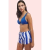 Kadın Yazlık Şort Denim Kumaş Çok Çizgili Desen Geniş Paça Pamuk Rahat Kesim Günlük Kullanım