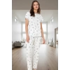 Kadın Yıldız Desenli Kısa Kollu Regular Pijama Takımı Profesyonel Görünüm Konforlu Kesim