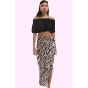 Kadın Yırtmaçlı Sarong Zebra Desenli Etek Viskoz Kuşak Detayı Günlük Şıklık Modern Tasarım