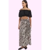 Kadın Yırtmaçlı Sarong Zebra Desenli Etek Viskoz Kuşak Detayı Günlük Şıklık Modern Tasarım
