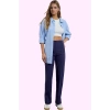 Kadın Yüksek Bel Boru Paça Pantolon; Dokuma Uzun Boy Casual Stil Yaz Aylarının Vazgeçilmezi