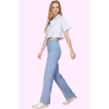 Kadın Yüksek Bel Boru Paça Pantolon; Dokuma Uzun Boy Casual Stil Yaz Aylarının Vazgeçilmezi