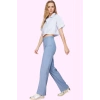 Kadın Yüksek Bel Boru Paça Pantolon; Dokuma Uzun Boy Casual Stil Yaz Aylarının Vazgeçilmezi