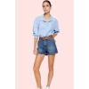 Kadın Yüksek Bel City Short Denim Şort Düz Desen Regular Boy Pamuklu Günlük Kullanım Hafta Sonu