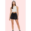 Kadın Yüksek Bel City Short Denim Şort Düz Desen Regular Boy Pamuklu Günlük Kullanım Hafta Sonu