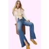 Kadın Yüksek Bel Flare Jean Rengi Comfort Dokuma Günlük Stil Hafta Sonu Yaz Aylarının Vazgeçilmezi