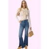 Kadın Yüksek Bel Flare Jean Rengi Comfort Dokuma Günlük Stil Hafta Sonu Yaz Aylarının Vazgeçilmezi