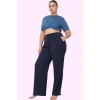 Kadın Yüksek Bel Geniş Paça Dokuma Pantolon Fermuarlı Casual Günlük Yaz Aylarının Vazgeçilmezi