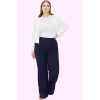 Kadın Yüksek Bel Geniş Paça Pantolon Polyester Elastan Ofis Şıklığı Yaz Aylarının Vazgeçilmezi