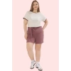 Kadın Yüksek Bel Geniş Paça Şort Regular Büyük Beden Casual Günlük Kullanım Modern Tasarım