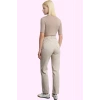 Kadın Yüksek Bel Straight Fit Pantolon Pamuk Gabardin Kumaş Günlük Kullanım Modern Tasarım