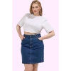 Kadın Yüksek Belli Denim Mini Etek A Line Kesim 99 Pamuk Günlük Yaz Aylarının Vazgeçilmezi