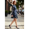 Kadınlar İçin Çiçek Desenli Fırfır Yaka Şifon Uzun Kollu A Line Mini Elbise Günlük Şıklık Kaliteli