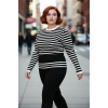 Kadınlar İçin Çizgili Fitted Kalıp Bisiklet Yaka Akrilik Triko Kazak Günlük Şıklık Sunar Kaliteli